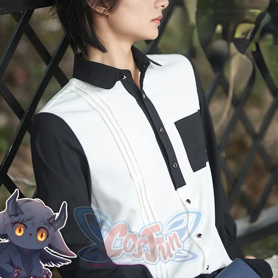 Devil Wants To Hug Comics Embroidered Color Blocking Shirt