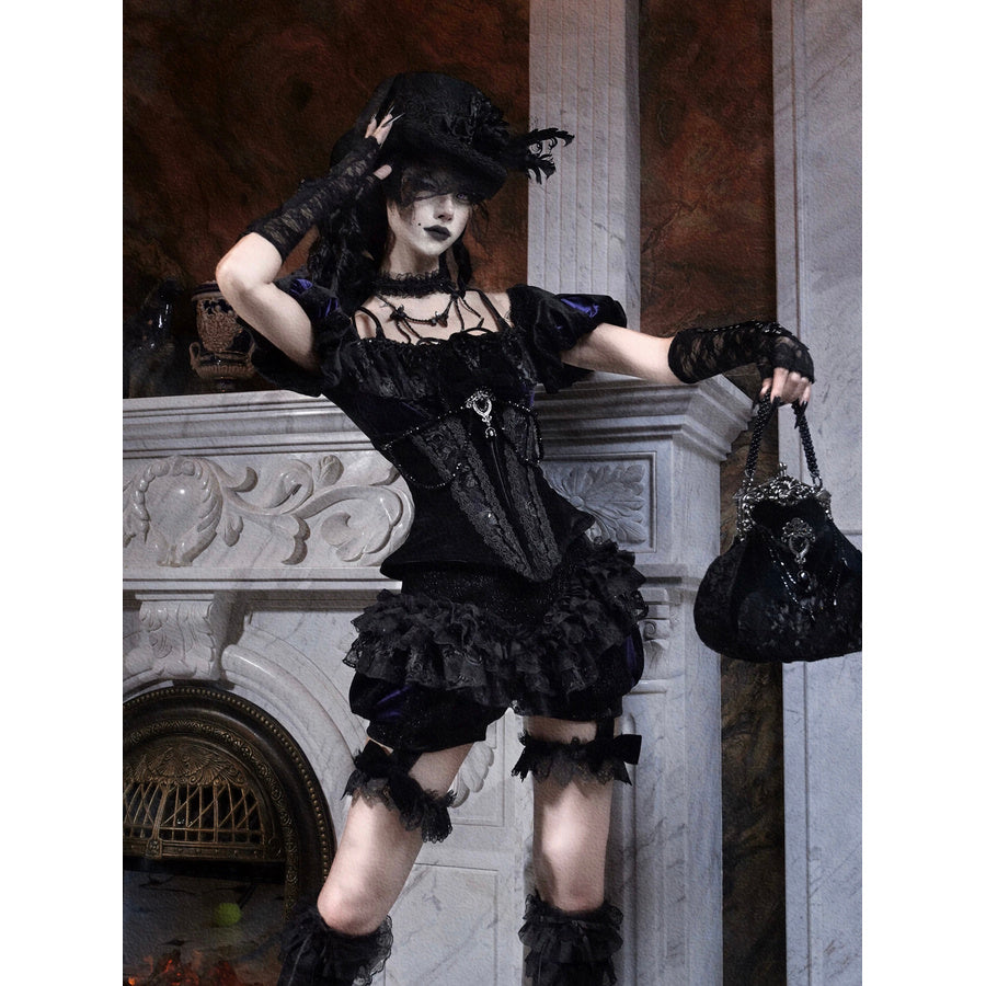 Elegy Day Gothic Victorian Flat-Top Faux Wool Duke Hat with Strap Elegy Day Gothic Victorian Flat-Top Faux Wool Duke Hat with Strap