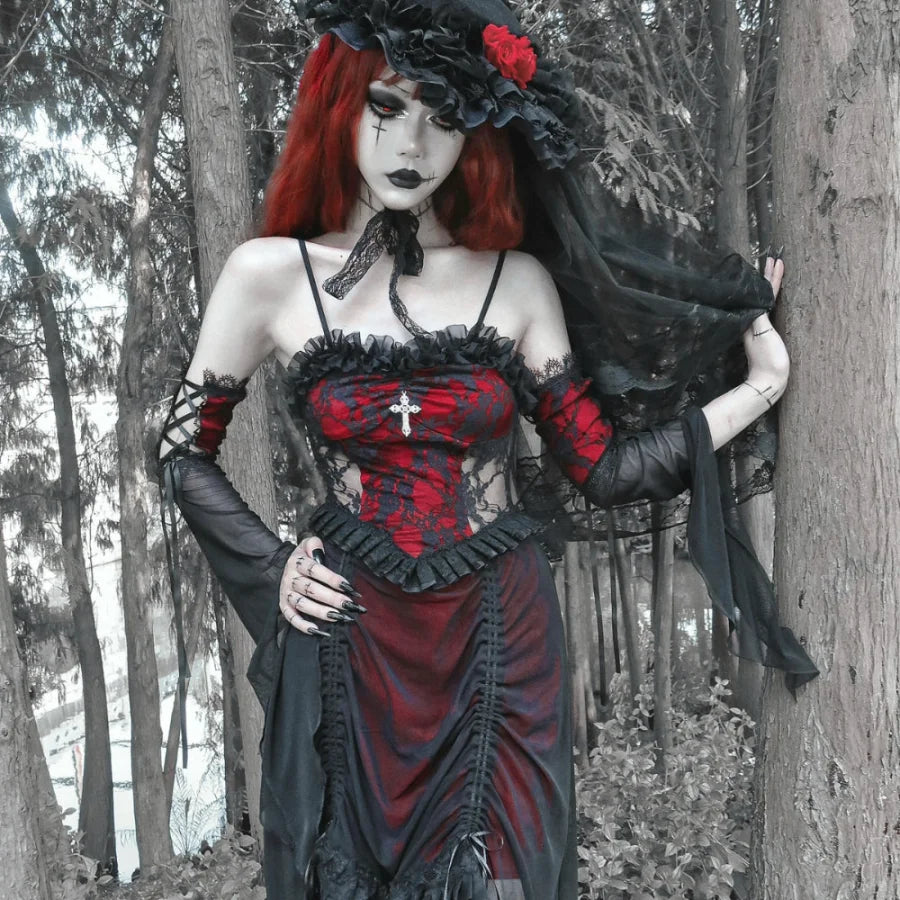 Spring And Autumn Drawstring Lace Halter Dress S30476