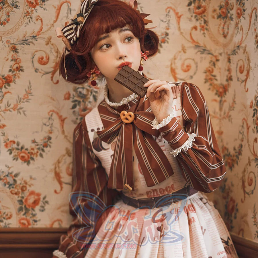 Chocolate Daily Sweet Lolita Stripe Long Sleeve Shirt
