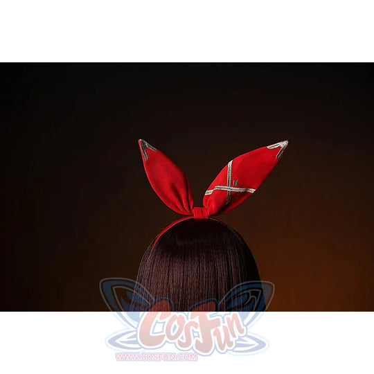 Genshin Impact Amber cosplay headband top view highlights the red bunny ear shape and narrow band.