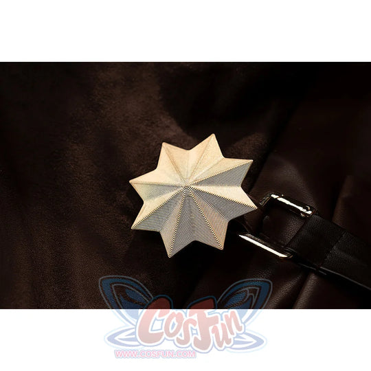Genshin Impact Amber cosplay thigh strap star detail centers a gold-tone star over black faux leather.