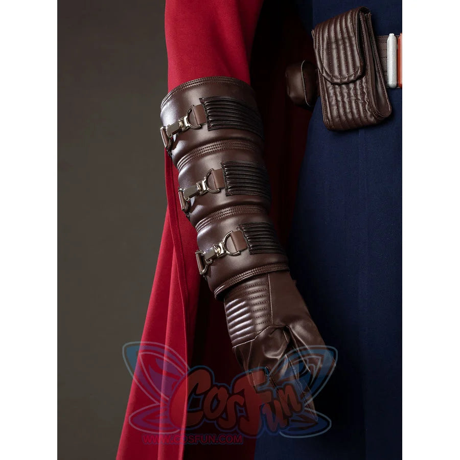Anakin Skywalker cosplay costume arm guard layers brown segmented straps over the matching glove.