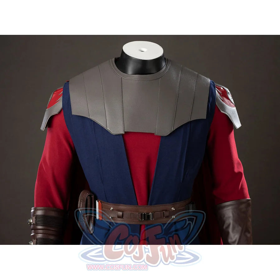 Anakin Skywalker cosplay costume chest area layers gray armor over red fabric and blue tunic panels.