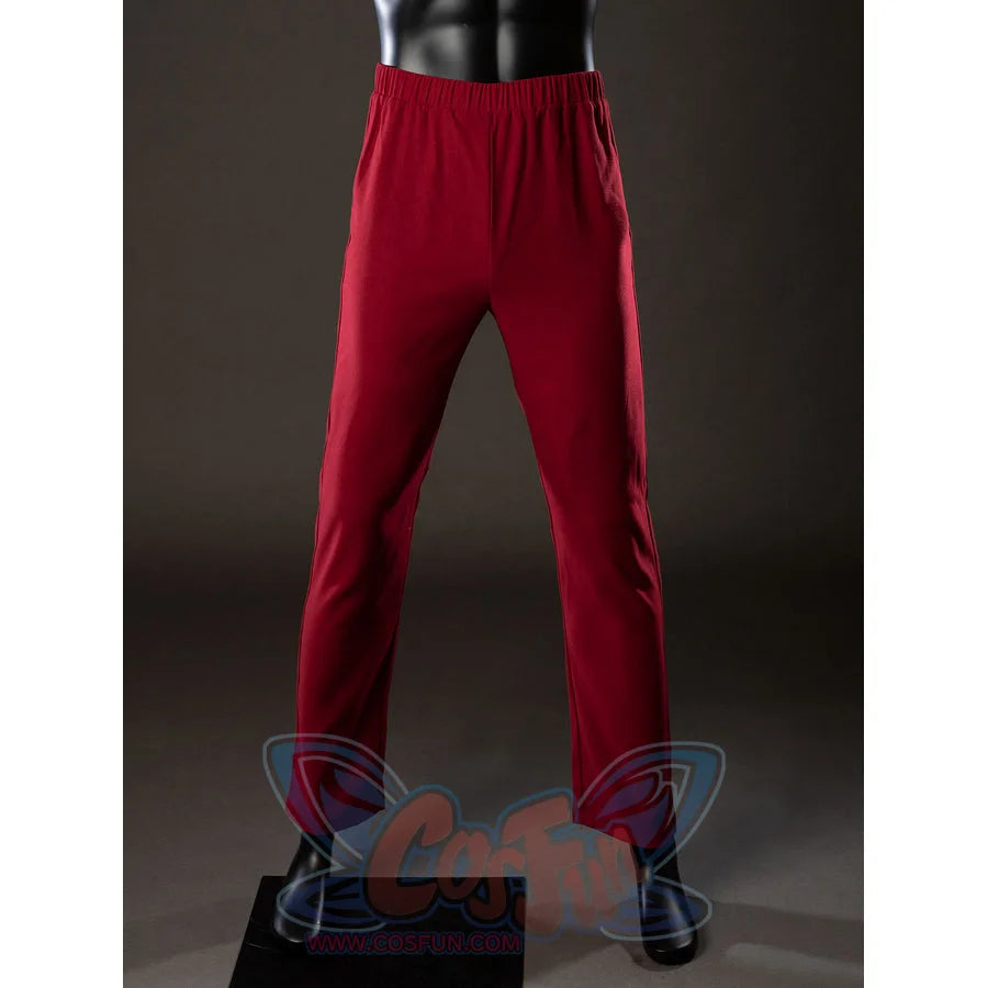 Anakin Skywalker cosplay costume red pants front uses straight legs and an elastic waist for the base layer.