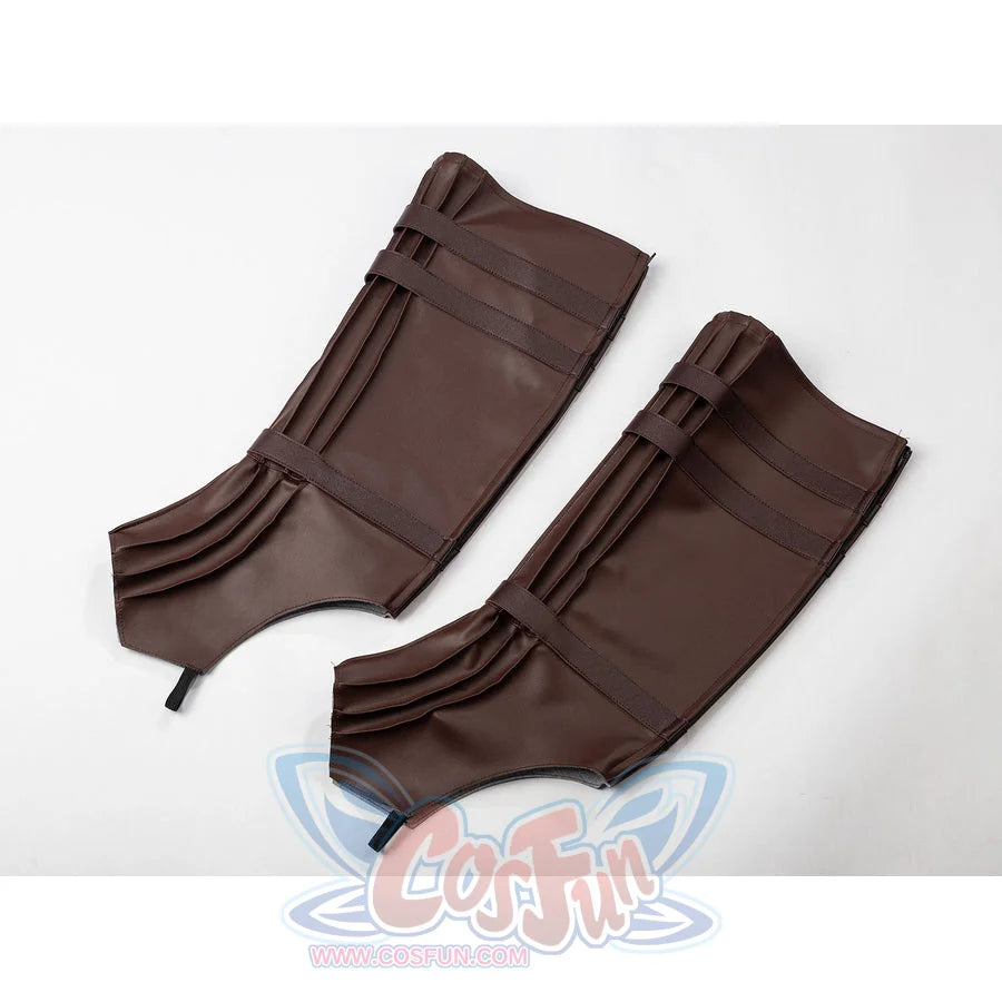 Anakin Skywalker cosplay costume shoe cover pair uses brown segmented panels and curved ankle shaping.