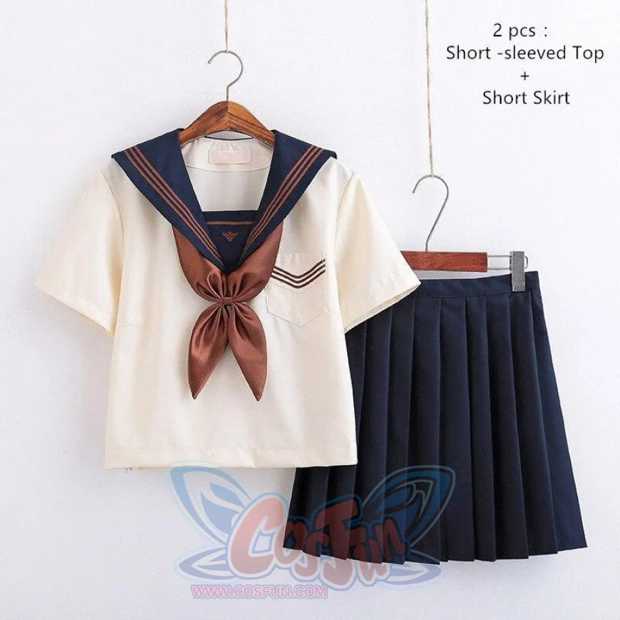 Anime Sailor Suit JSK School Uniform CLT6112 2 Pcs Short-Short / S School Uniform
