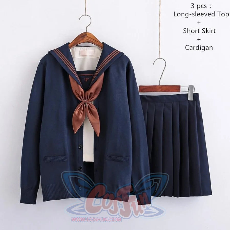 Anime Sailor Suit JSK School Uniform CLT6112 3 Pcs Long-Short / S School Uniform
