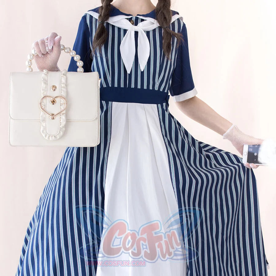 Summer Color Blocking Stripe Short-sleeved Dress - cosfun