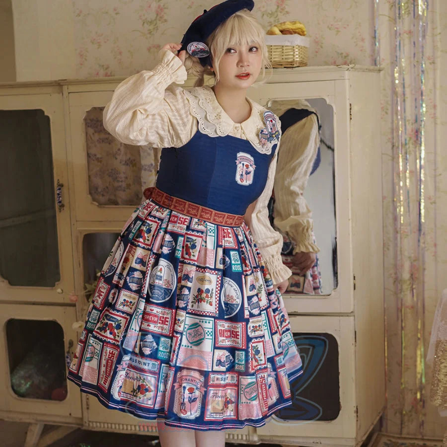 American Style Vintage Daily Lolita Jumper Skirt - cosfun
