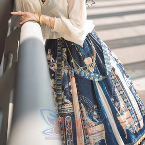Egypt Style Gorgeous Side Opening Lolita Printed Skirt - cosfun