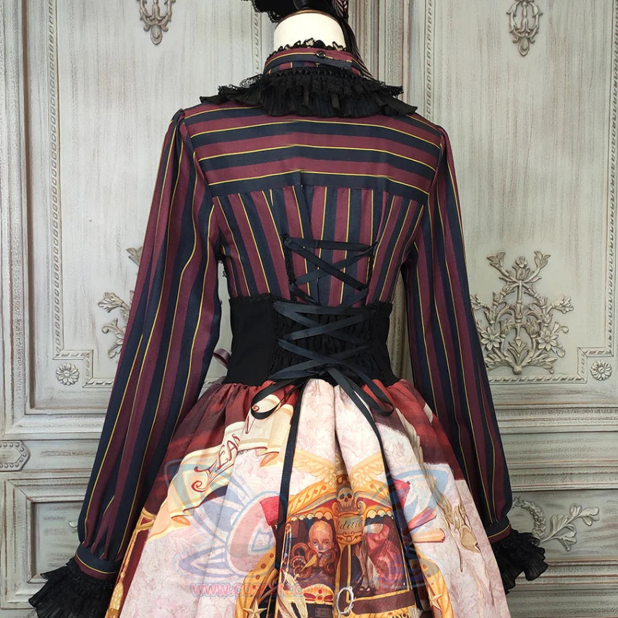 Vintage Gothic Lolita Stripe Long Sleeve Shirt