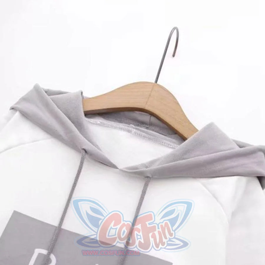 Baby Letter Cartoon Print Stripe Tassels Drawstring False Two-Piece Hoodie J30035 Sweatshirt