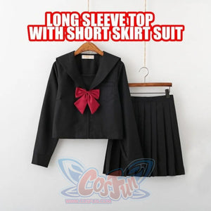 Bad Girls Jk College Uniform Sailor Suits J40360 Long Sleeve_Short Skirt / S School
