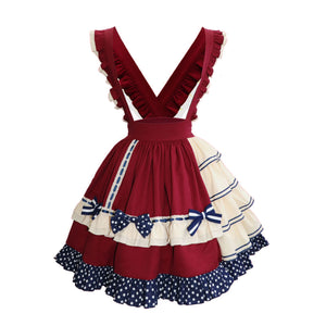 Daily Lovely Dot Lolita Cake Strap Skirt Two Piece Sets S22828