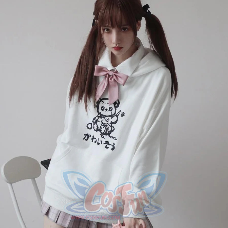 Bear Print Twin Sister Hoodie J40488 - cosfun