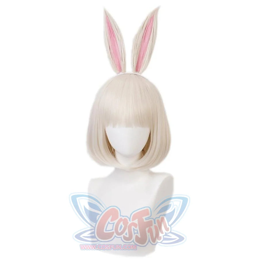 Beastars Haru Cosplay Wigs White Rabbit Bob Hair C00141 Wig And Ear