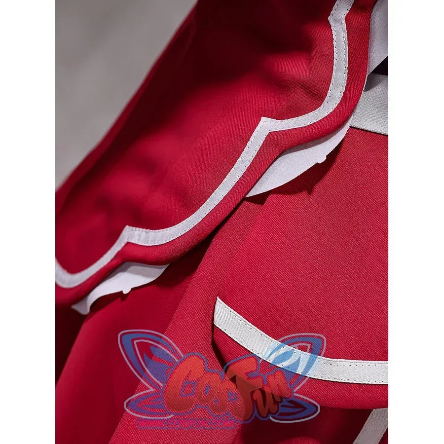 Beatrice cosplay capelet edge detail with white piping and a scalloped white underlayer.