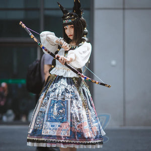 Egypt Style Gorgeous Side Opening Lolita Printed Skirt - cosfun