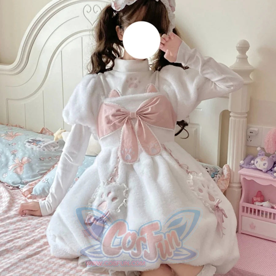 Autumn Winter Lovely Lolita Thicken Woolen Dress Sets