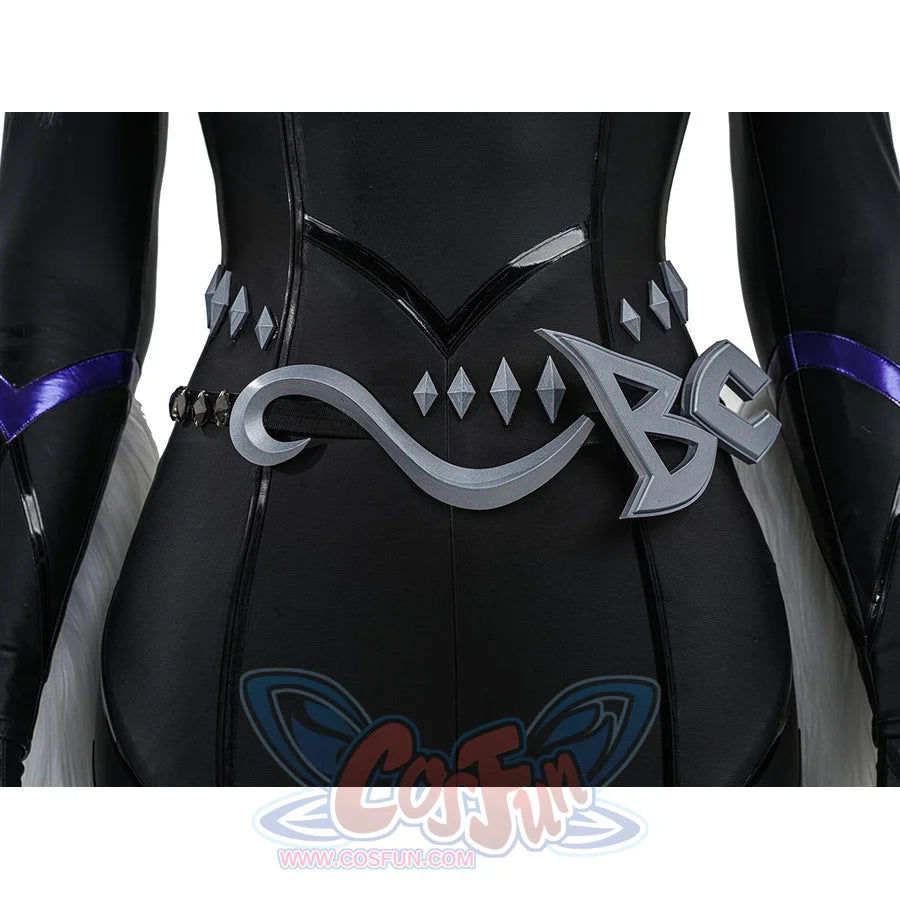 Black Cat Felicia Hardy cosplay waist accessory front detail sets a silver-tone cat belt over black panels