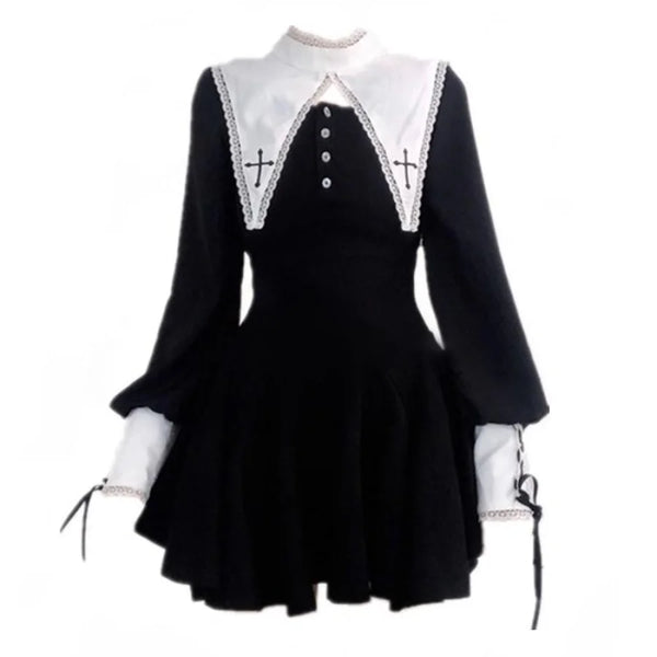 Black White Collage Dark Gothic Stretch Dress Kawaii Cool Girl Dress - cosfun Black White Collage Dark Gothic Stretch Dress Kawaii Cool Girl Dress - cosfun