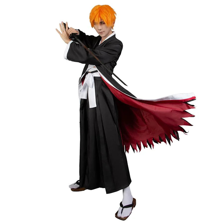 Anime B'leach Kurosaki Ichigo Cosplay Disfraz de Juego de Rol Negro Anime B'leach Kurosaki Ichigo Cosplay Disfraz de Juego de Rol Negro