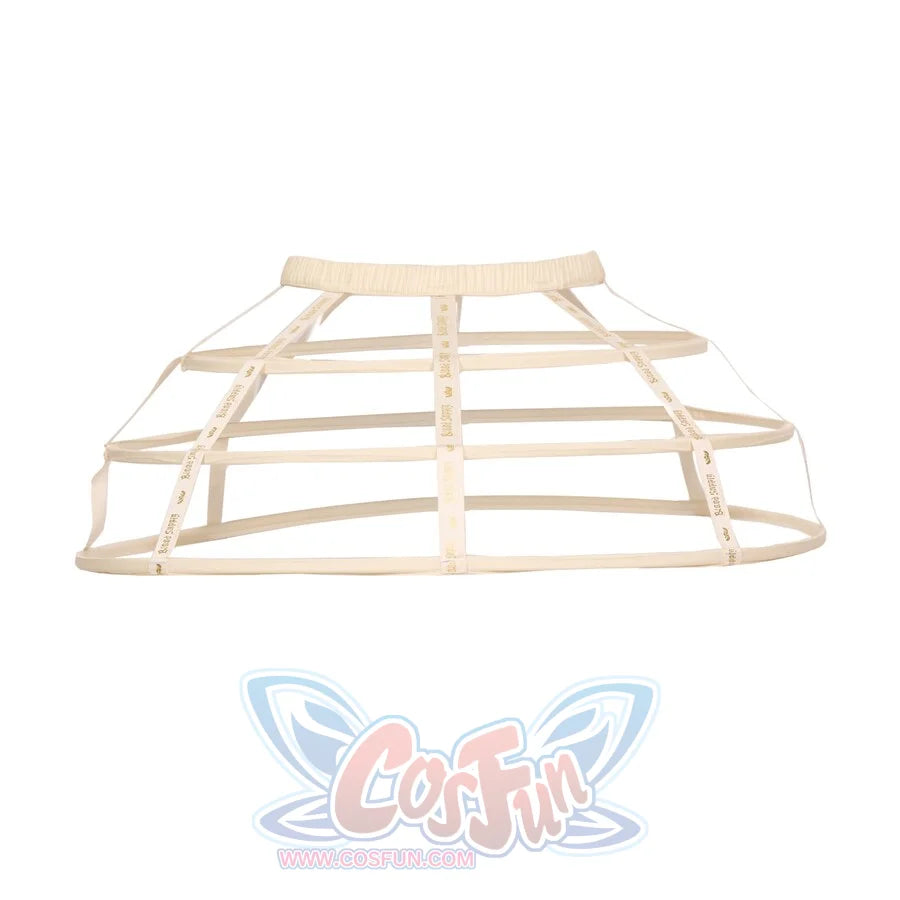 Flat lay of the Short Boned Petticoat item with cream support hoops and waist ties