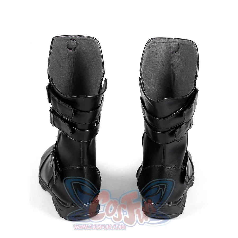 Buggy the Star Clown cosplay boots back view shows padded black shafts above thick soles