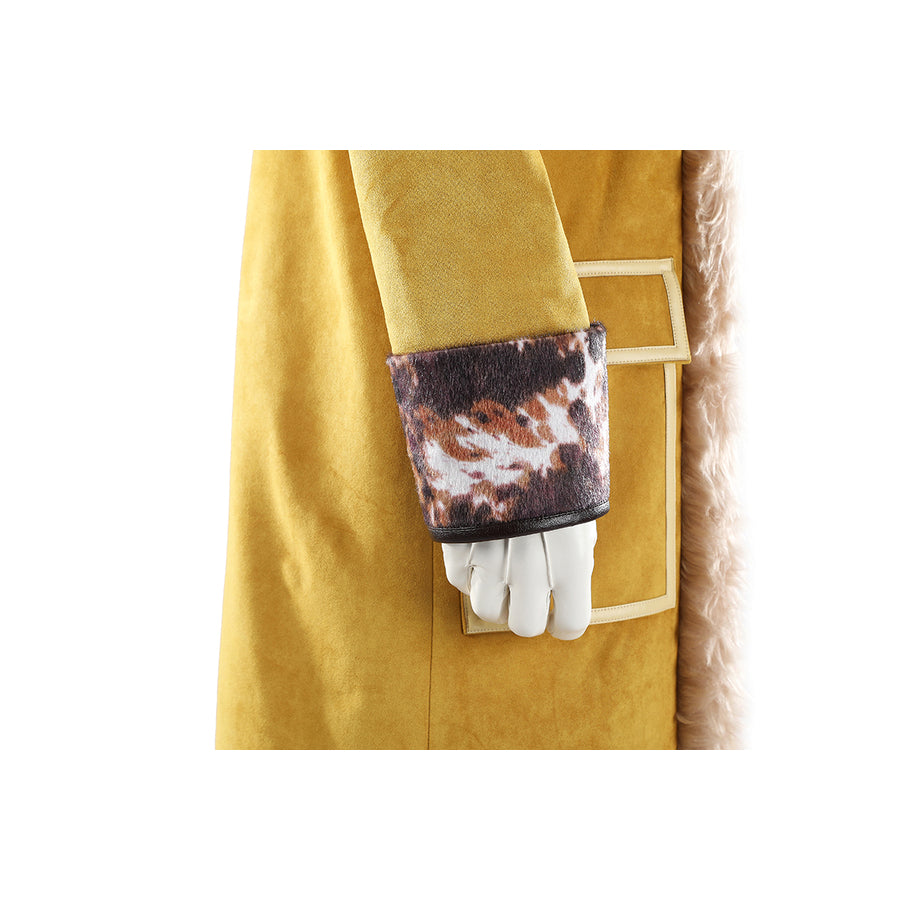 Buggy the Star Clown cosplay sleeve detail highlights the patterned wrist guard beside the white glove