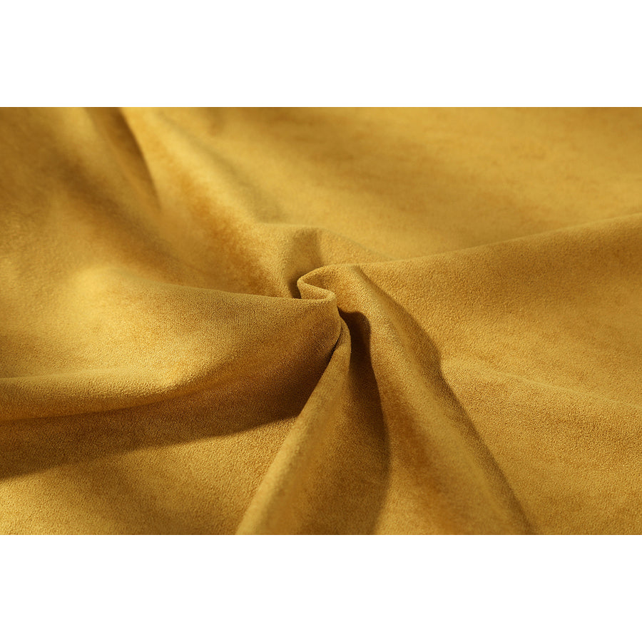Buggy the Star Clown cosplay coat fabric close-up shows the soft yellow texture gathered into folds