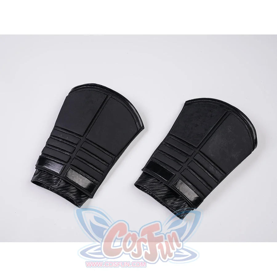 Bullseye Lester cosplay paired knife straps arrange gray sheaths over black elastic bands