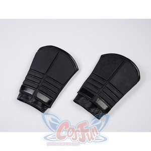 Bullseye Lester cosplay paired knife straps arrange gray sheaths over black elastic bands