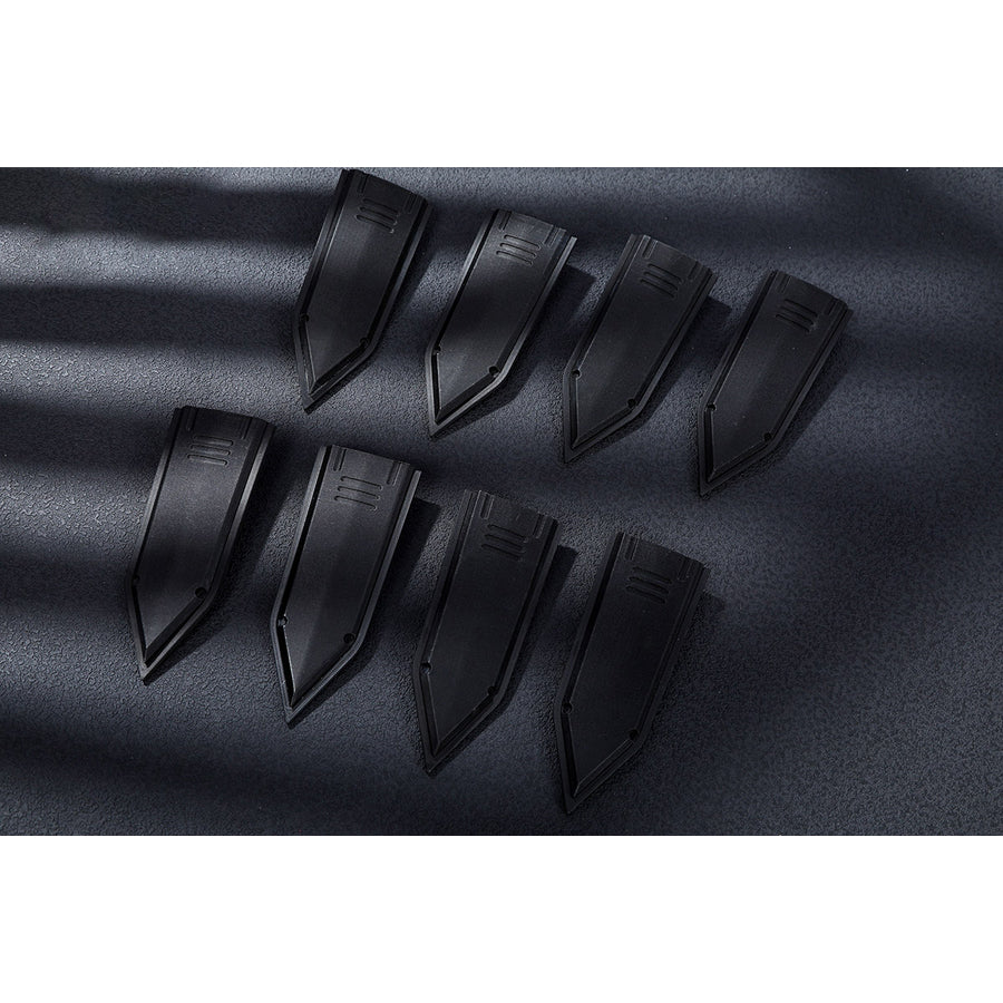 Bullseye Lester cosplay costume centers these eight detailed black faux leather knife props for tactical armor sets.