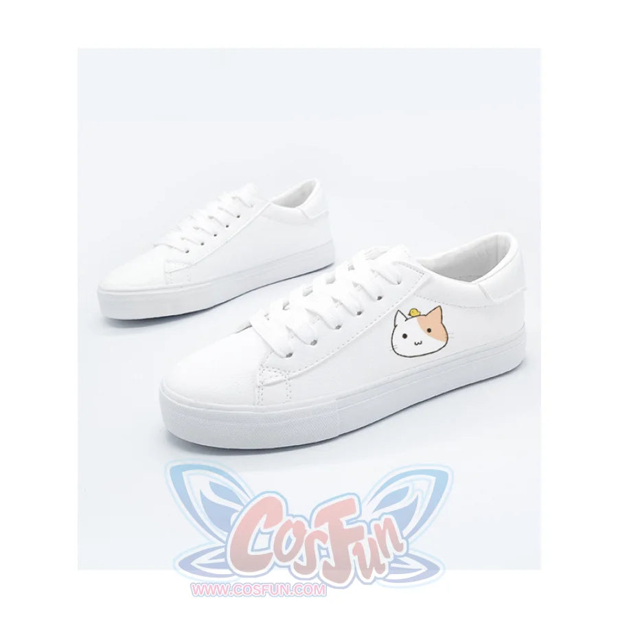 Bunny Kitty Print Casual Shoes Pu Slip-On Classic White Sneakers