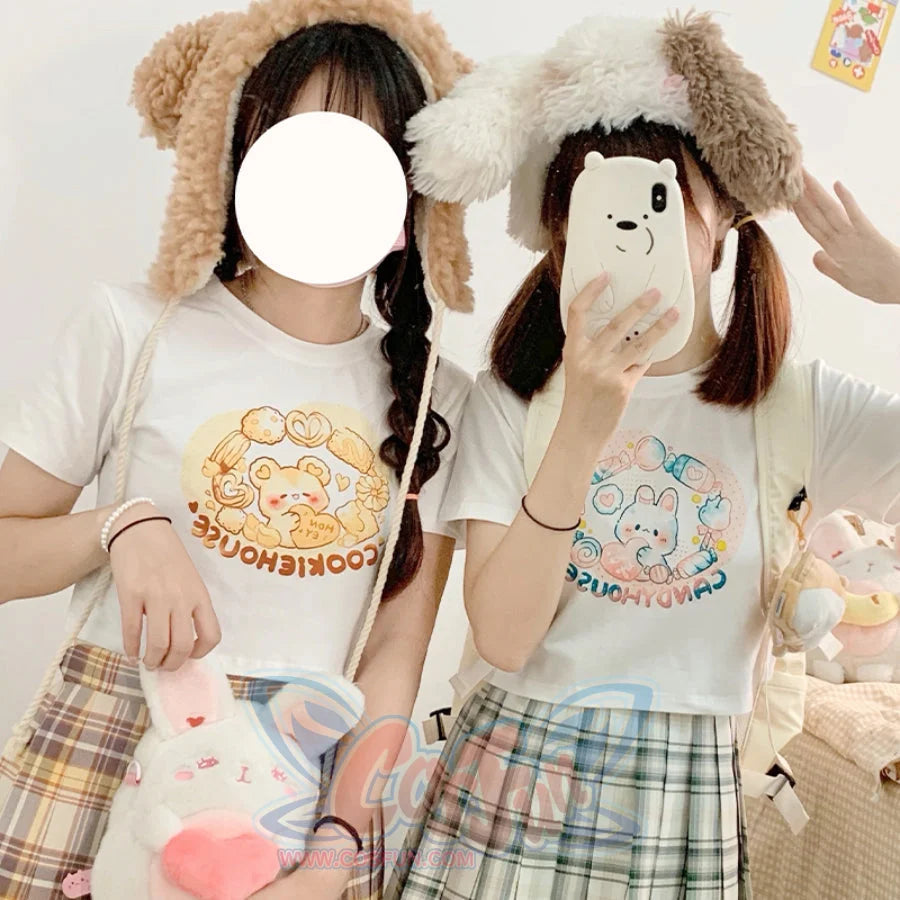 Japanese Cartoon Printed Short-sleeved Top