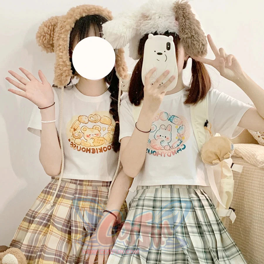 Japanese Cartoon Printed Short-sleeved Top