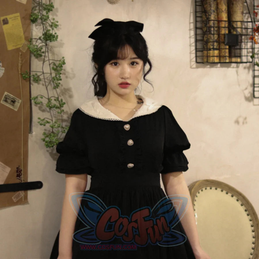 Elegant and Vintage Lolita Slim Dress Black / S / Dress