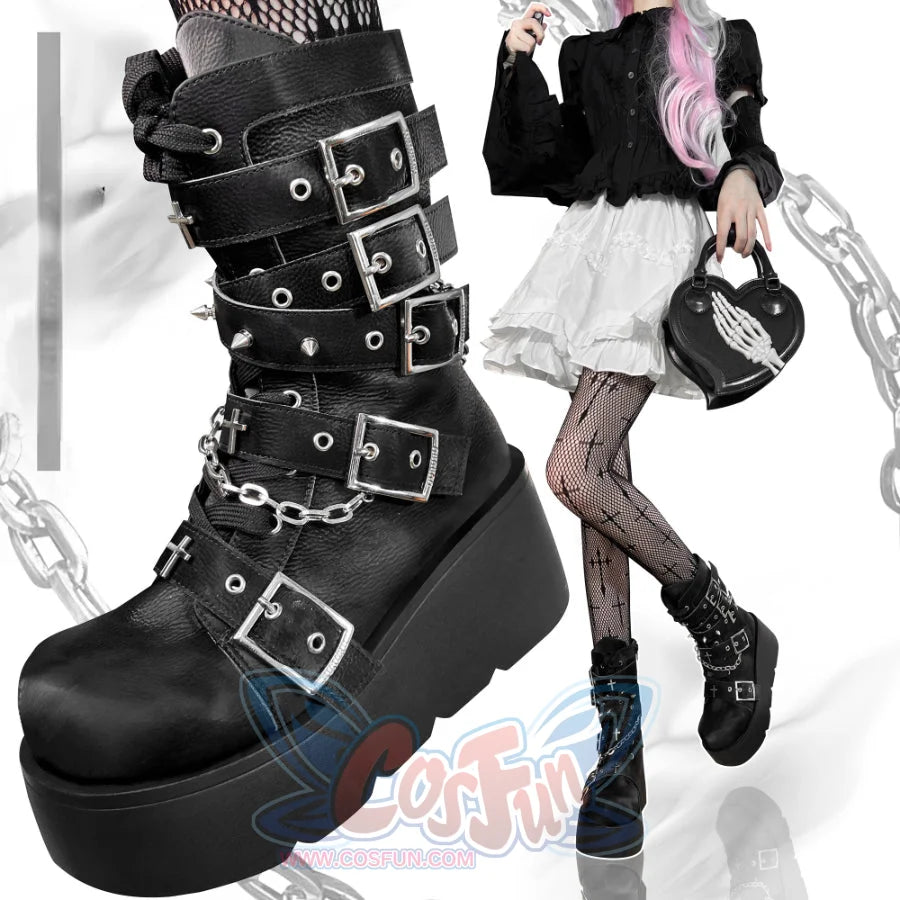 Original Spice Girl Lolita Round Toe Short Boots S22657 - cosfun