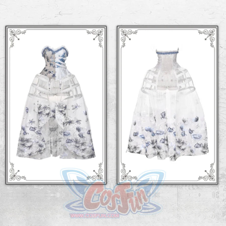 Lace and Ashes Gothic Ribcage Lace Bone Corset Dress Autumn