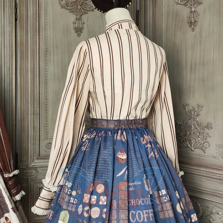 Chocolate Daily Sweet Lolita Stripe Long Sleeve Shirt