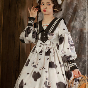 Lovely Cow Printed Lolita Long Sleeve Dress