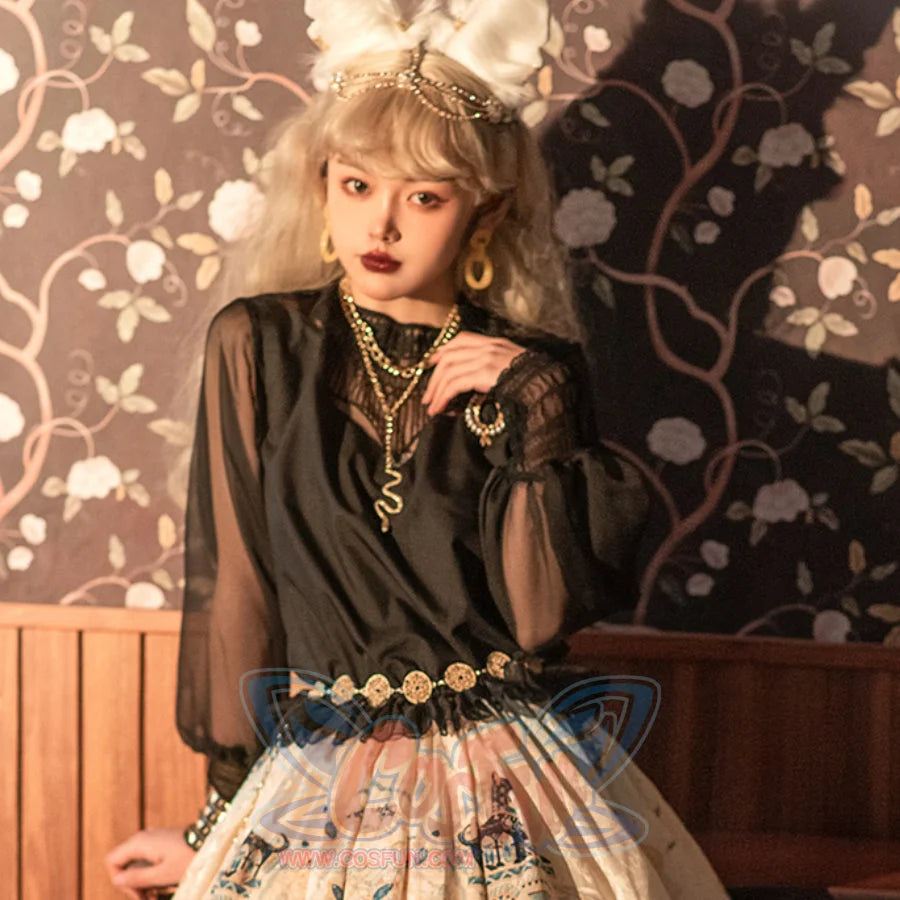 Egypt Style Embroidered Lolita Long Sleeve Shirt - cosfun