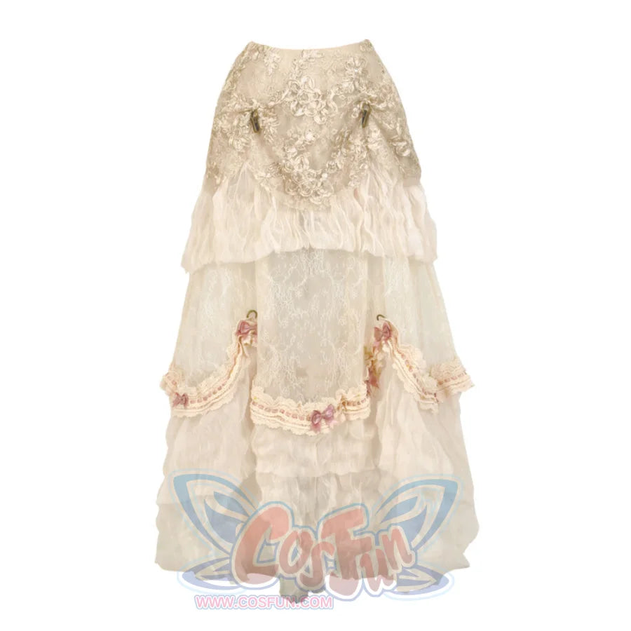 Rococo Duchess Summer Basil French Vintage Long Train Skirt