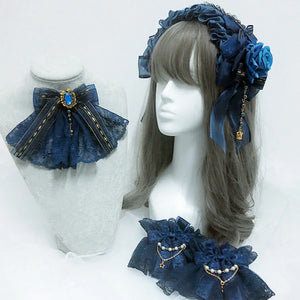 Original Gorgeous Lolita Rose Lace Hairband and Brooch S22670 - cosfun