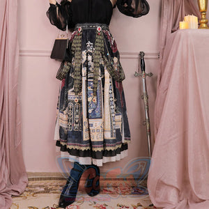 Egypt Style Gorgeous Side Opening Lolita Printed Skirt - cosfun