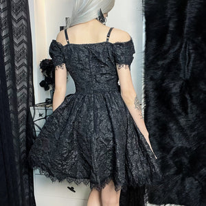 Lace Hollow Out Off Shoulder Lolita Short Dress S22962