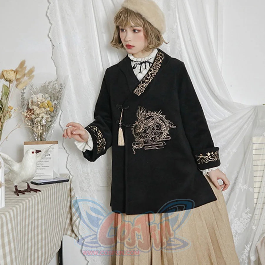 Chinese Style Spring Autumn Woolen Coat - cosfun