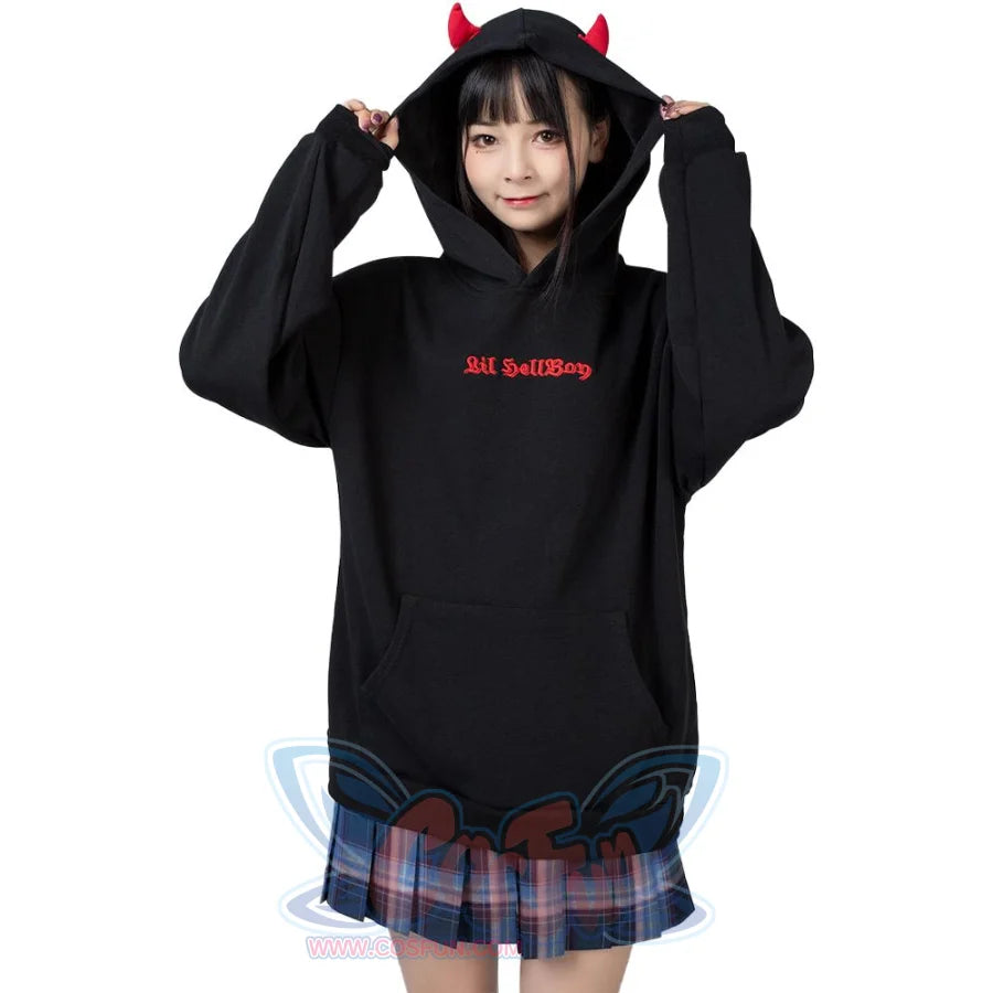 Little Devil Wings Character Oversize Hoodie Sweatshirt Mp005920