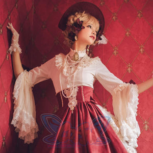 Elizabeth Elegant and Vintage Lolita Long Sleeve Shirt - cosfun